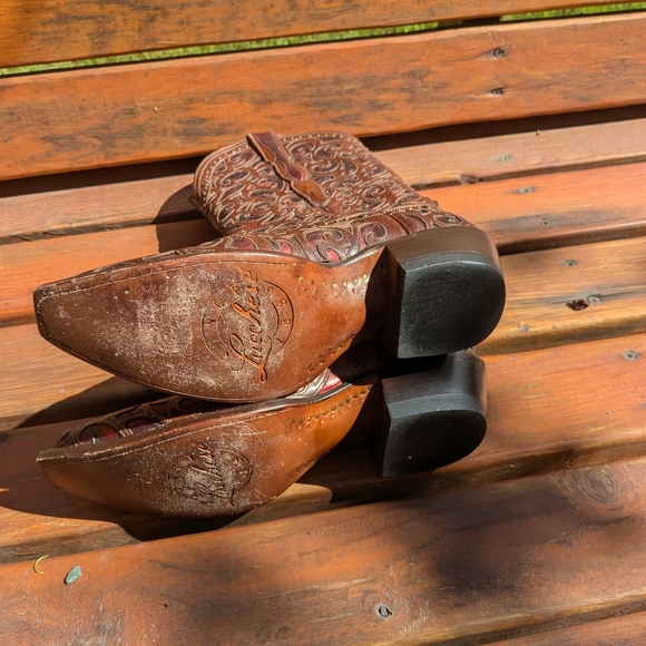 Lucchese Sierra Curly L Red Accent Western Boots - Picture 5 of 6